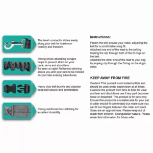 Pettz Hands-Free Adjustable Dog Leash – Waist Belt for Running & Walking