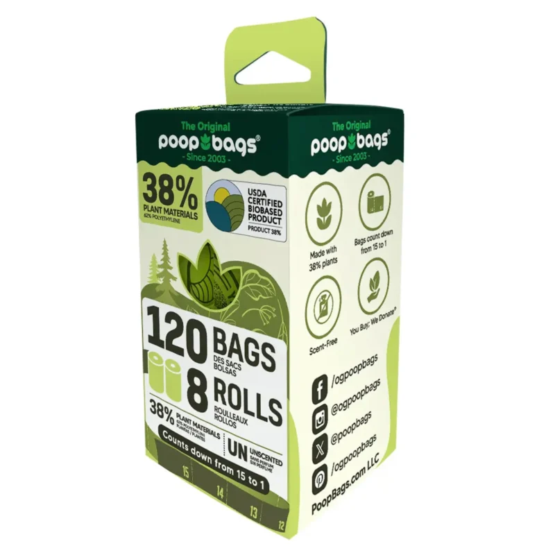 Eco Biobased Poop Bags – 8 Rolls / 120 Count Leak-Proof