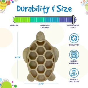 Pettz Ultra-Durable Turtle Nylon Chew Toy – Tough Teething & Enrichment