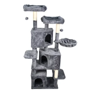 1305-1305-14.0.td_size_1 GOOPAWS Multi-Level 57-in Faux Fur Cat Tree & Condo with Hammock