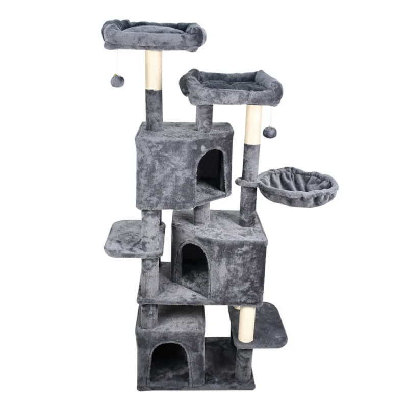 1305-1305-14.0.td_size_1 GOOPAWS Multi-Level 57-in Faux Fur Cat Tree & Condo with Hammock