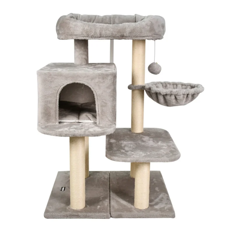 GOOPAWS Multi-Level 60-in Faux Fur Cat Tree & Condo