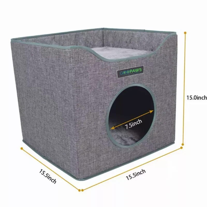 JESPET Foldable Cat Condo – Cube House with Reversible Cushions