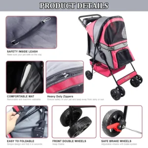 GOOPAWS 4-Wheel Promenade Pet Stroller – Foldable Jogging Stroller for Dogs & Cats