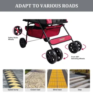 GOOPAWS 4-Wheel Promenade Pet Stroller – Foldable Jogging Stroller for Dogs & Cats