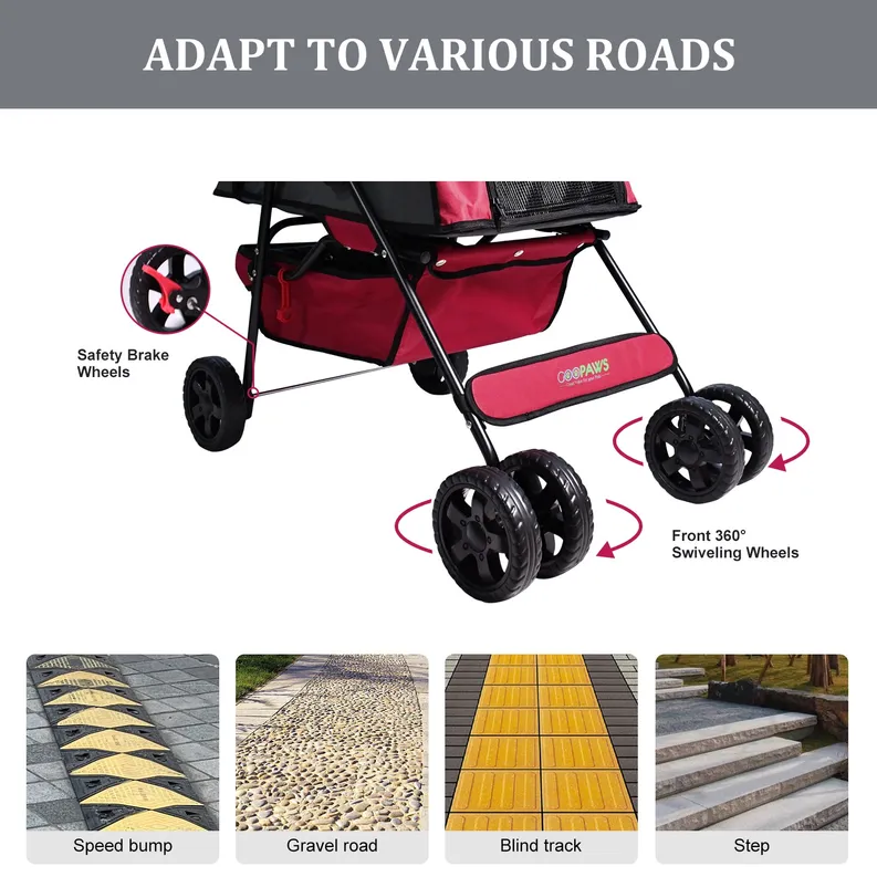 GOOPAWS 4-Wheel Promenade Pet Stroller – Foldable Jogging Stroller for Dogs & Cats