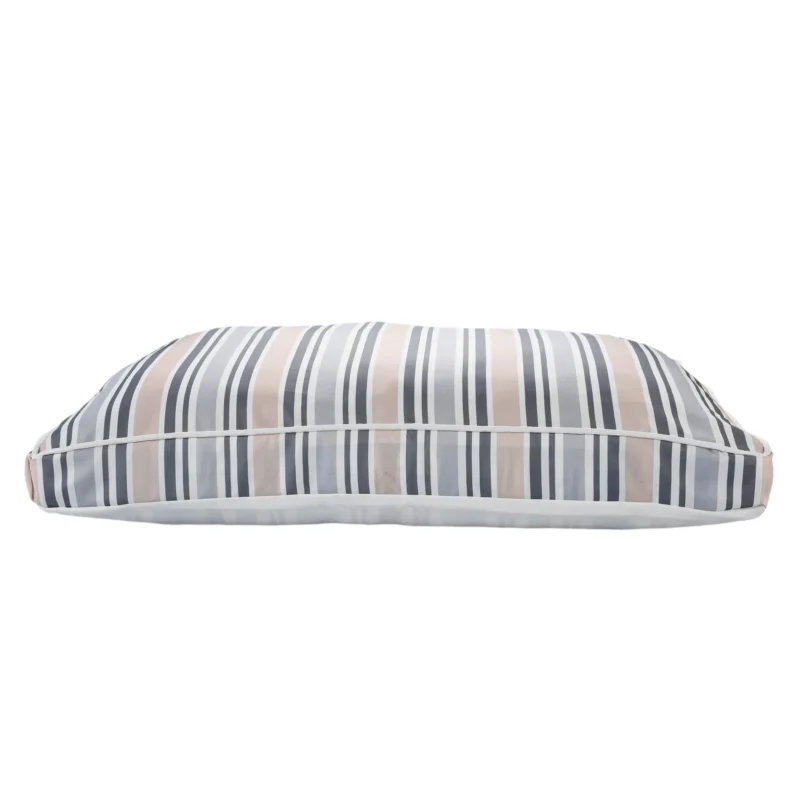 24" X 36" Gray Tan And White Striped Pillow Style Pet Bed With Removable Cover