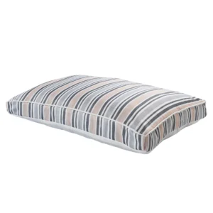 24" X 36" Gray Tan And White Striped Pillow Style Pet Bed With Removable Cover