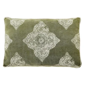 24" X 36" Stonewashed Sage Medallion Pillow Style Pet Bed With Removable Cover