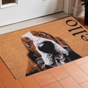 17" X 29" Natural And Red Coir Dog Outdoor Door Mat