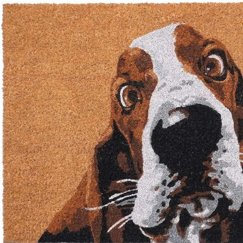 17" X 29" Natural And Red Coir Dog Outdoor Door Mat