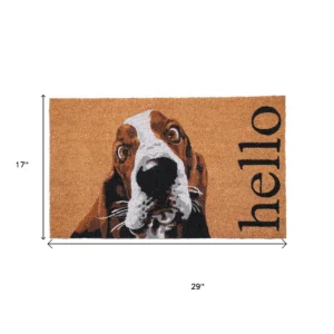 17" X 29" Natural And Red Coir Dog Outdoor Door Mat