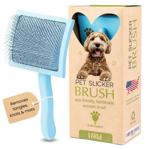 Pettz Curved Blue Large Pet Slicker Brush