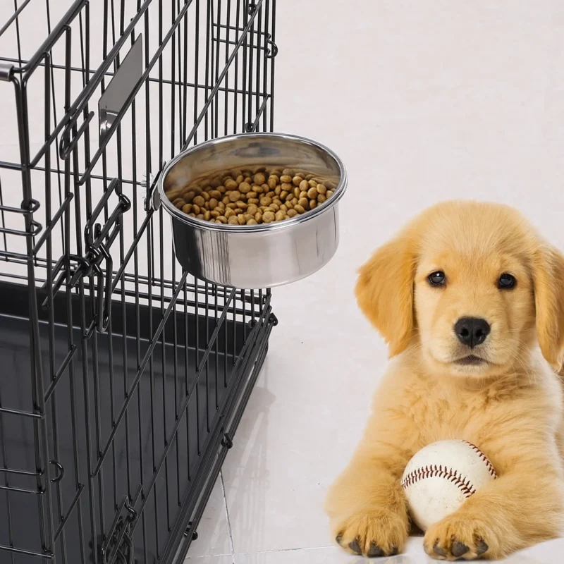 Stainless Steel Dog Bowl Pets Hanging Food Bowl