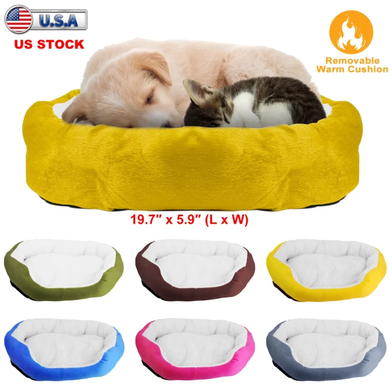 3239-HG_SmallPetSoftBedBlue_GPCT1299.3.td_size_1 Pet Dog Bed Soft Warm Fleece Puppy Cat Bed (Variant B)