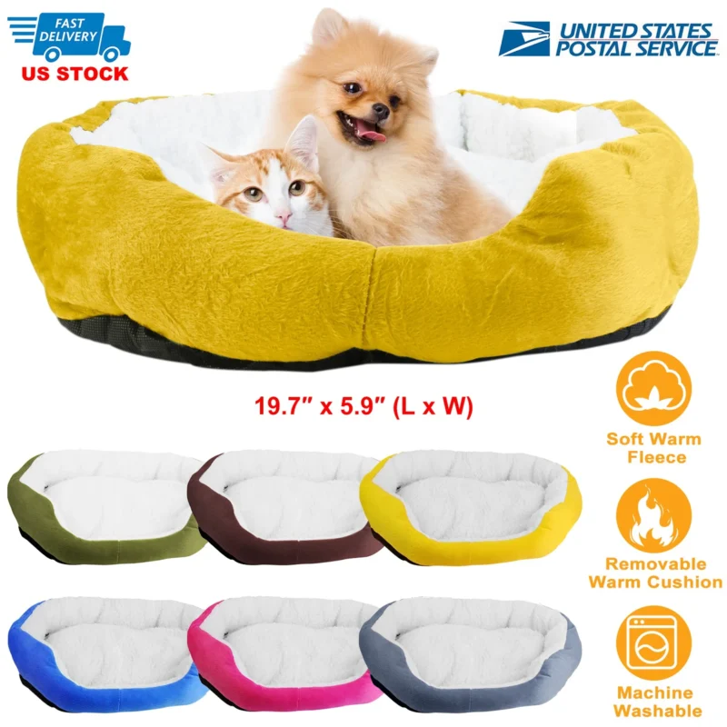 3239-HG_SmallPetSoftBedBlue_GPCT1299.4.td_size_1 Pet Dog Bed Soft Warm Fleece Puppy Cat Bed (Variant B)