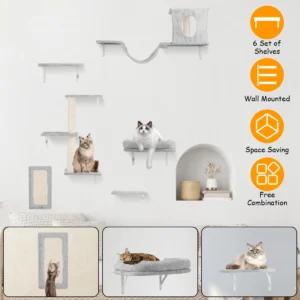 6 Set of Cat Wall Shelves Perch Cat Wall Furniture