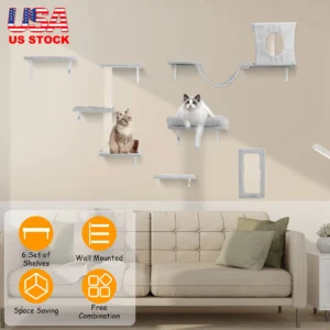 6 Set of Cat Wall Shelves Perch Cat Wall Furniture