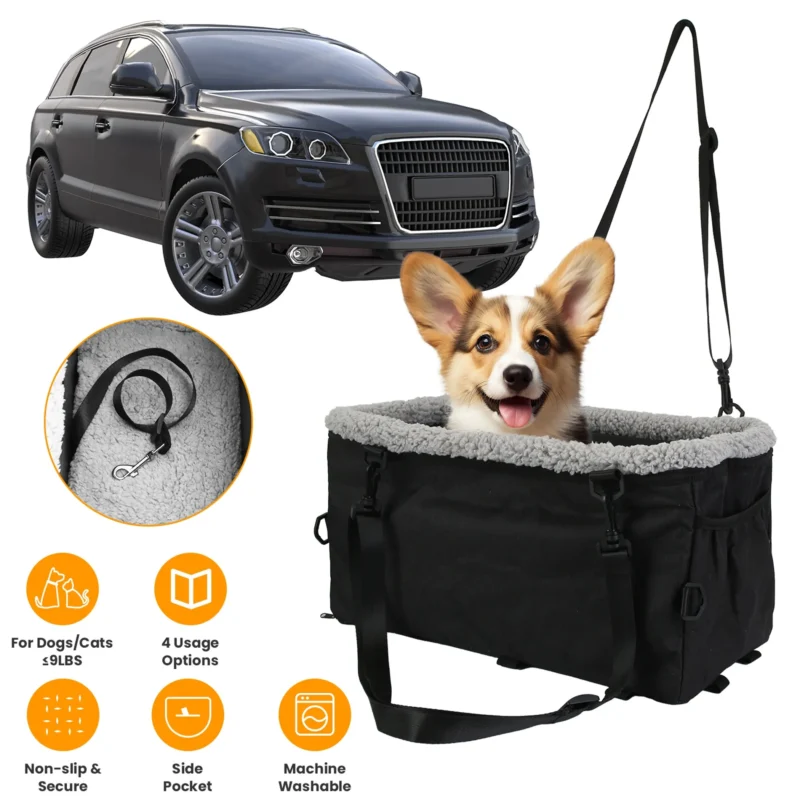 Small Dog Car Seat with Harness Center Console Pet