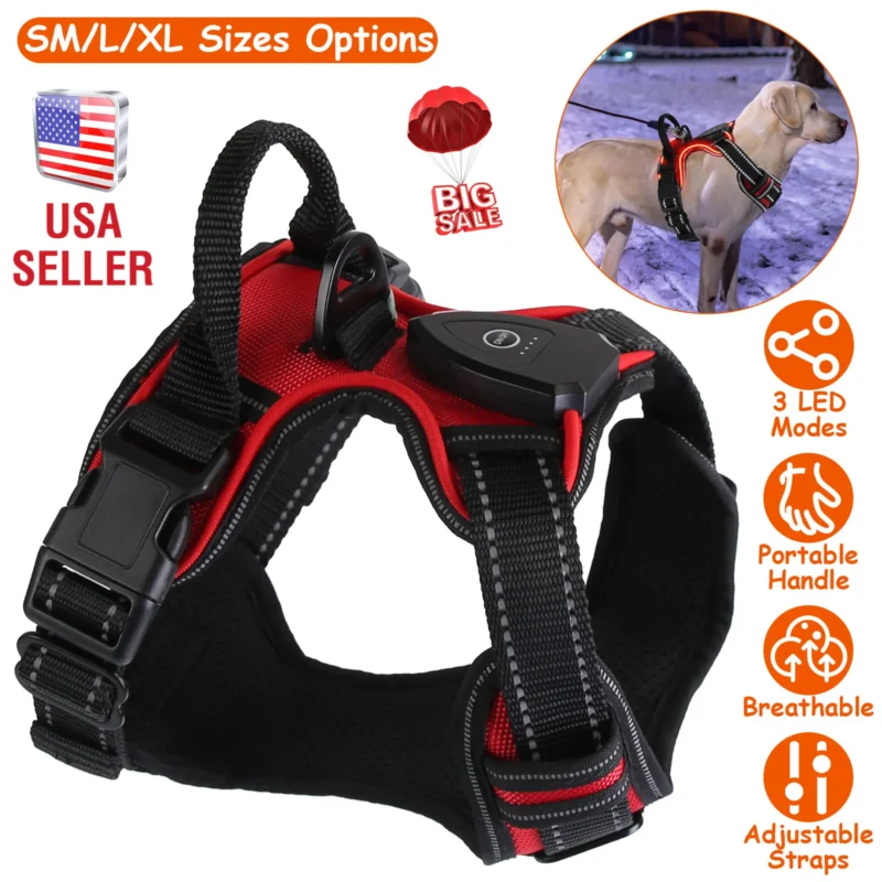 Light Up Dog Harness Rechargeable LED