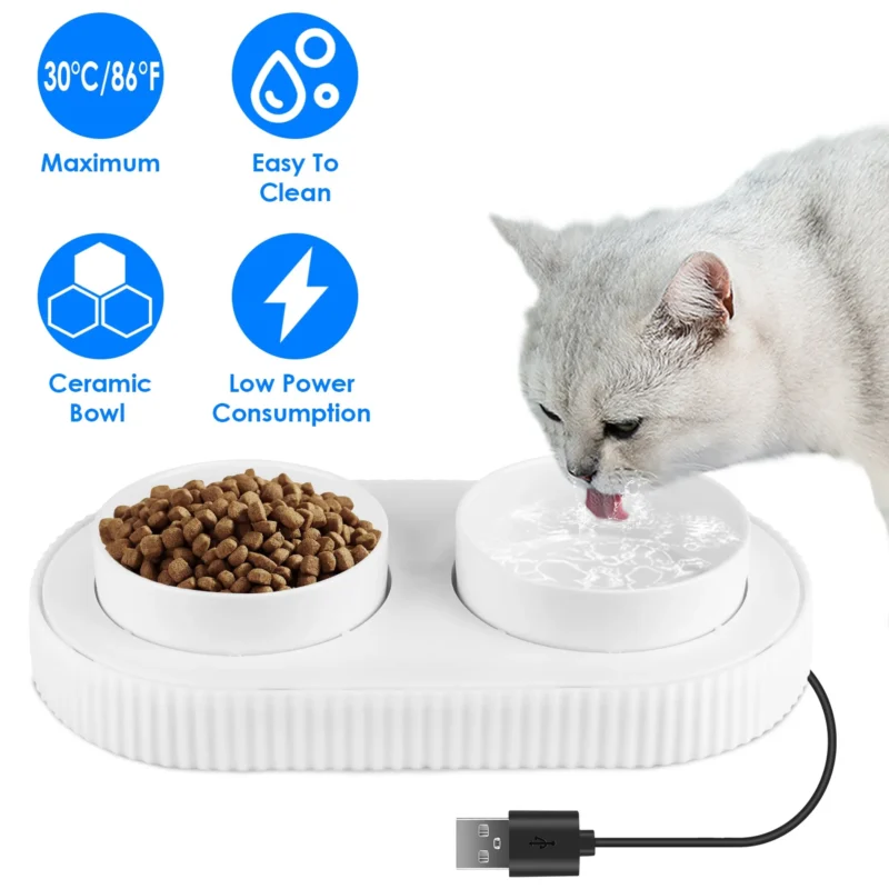 Heated Water Bowl For Dogs And Cats Ceramic Heated Pet