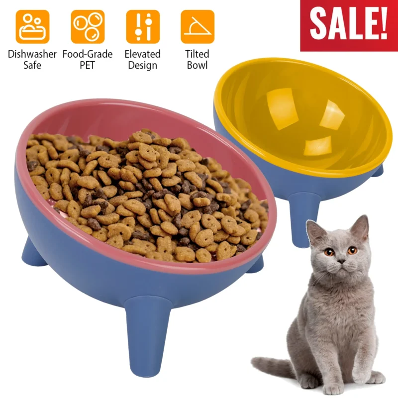 3239-PT_PetBowlYellow_GPCT3388.1.td_size_1 Raised Tilted Elevated Cat Food Bowl Pet (Variant B)
