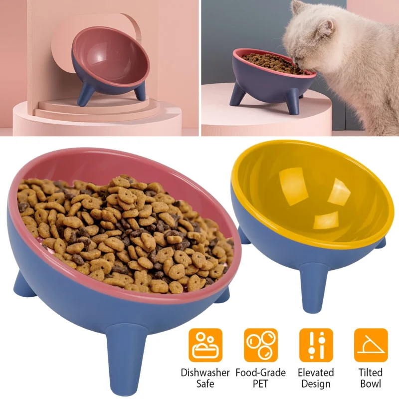 3239-PT_PetBowlYellow_GPCT3388.3.td_size_1 Raised Tilted Elevated Cat Food Bowl Pet (Variant B)
