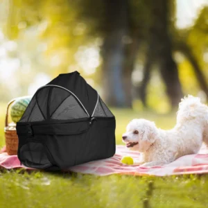 3239-PT_PetStrollerBlack_GPCT4450.1.td_size_1 4 Wheels Pet Stroller Foldable Carrier Strolling Cart Travel