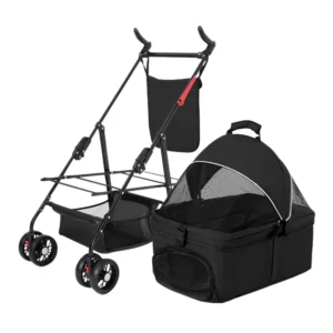 3239-PT_PetStrollerBlack_GPCT4450.4.td_size_1 4 Wheels Pet Stroller Foldable Carrier Strolling Cart Travel