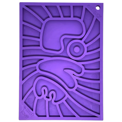 Groovy Love eMat - Small Enrichment Lick Mat| Retro Peace & Love Design