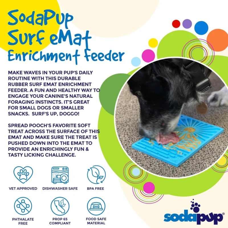 Surf's Up eMat - Small Lickmat for Dogs and Cats | Beach-Themed Design
