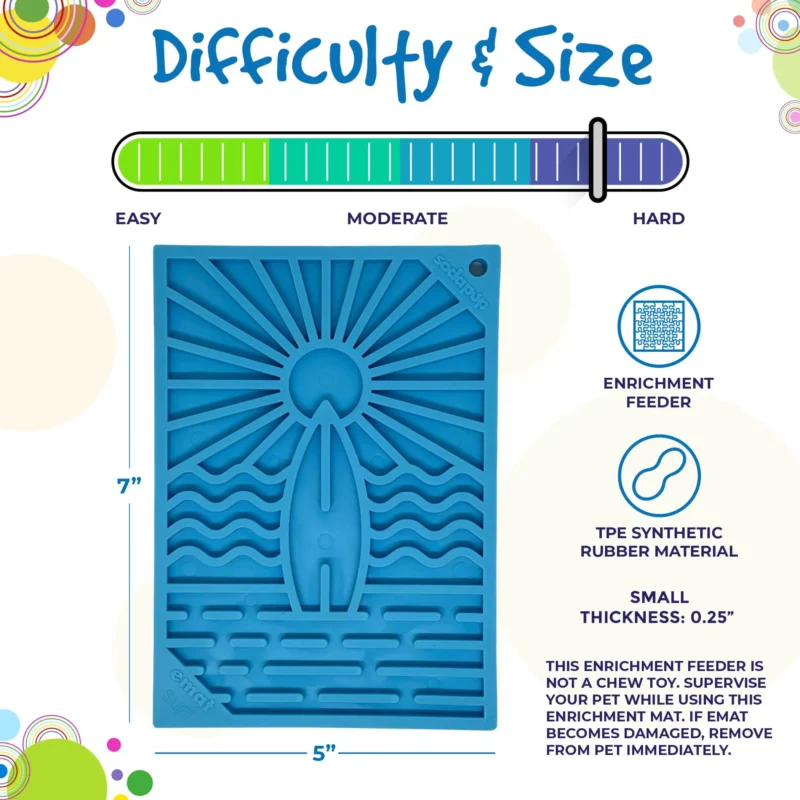 Surf's Up eMat - Small Lickmat for Dogs and Cats | Beach-Themed Design