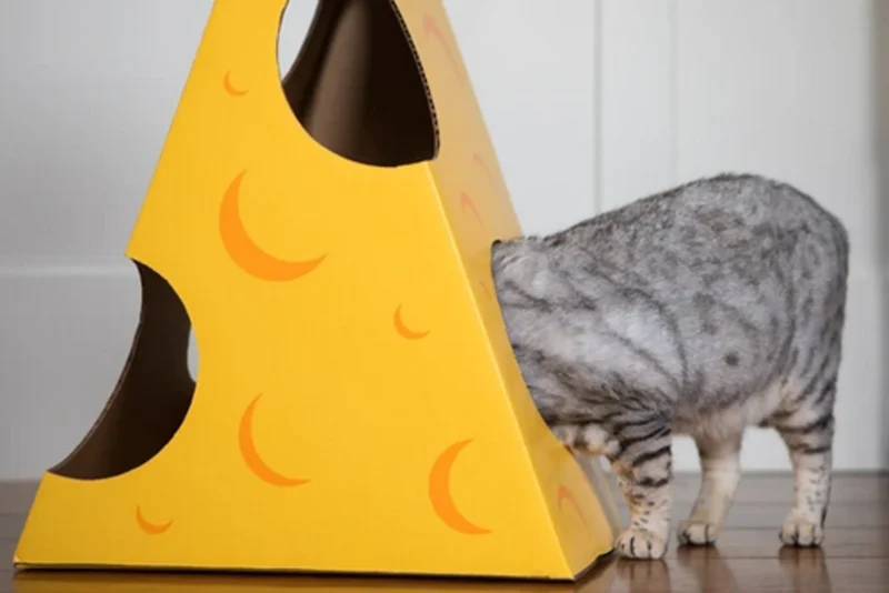 750958822918.0.td_size_1 Monster Cheese Wedge Cardboard Cat House